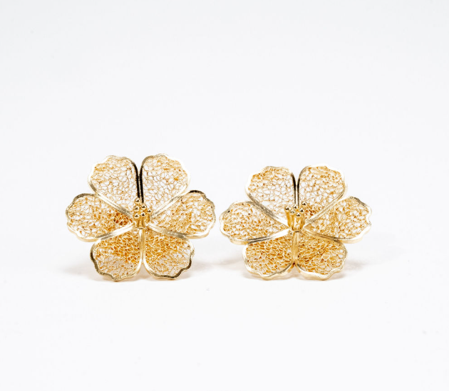 Gold-Plated Silver Flower Earrings