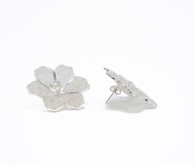 Aretes flores de plata