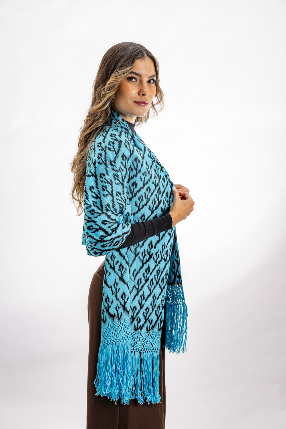 Mercerized Cotton Blue Rose Shawl - Image 2