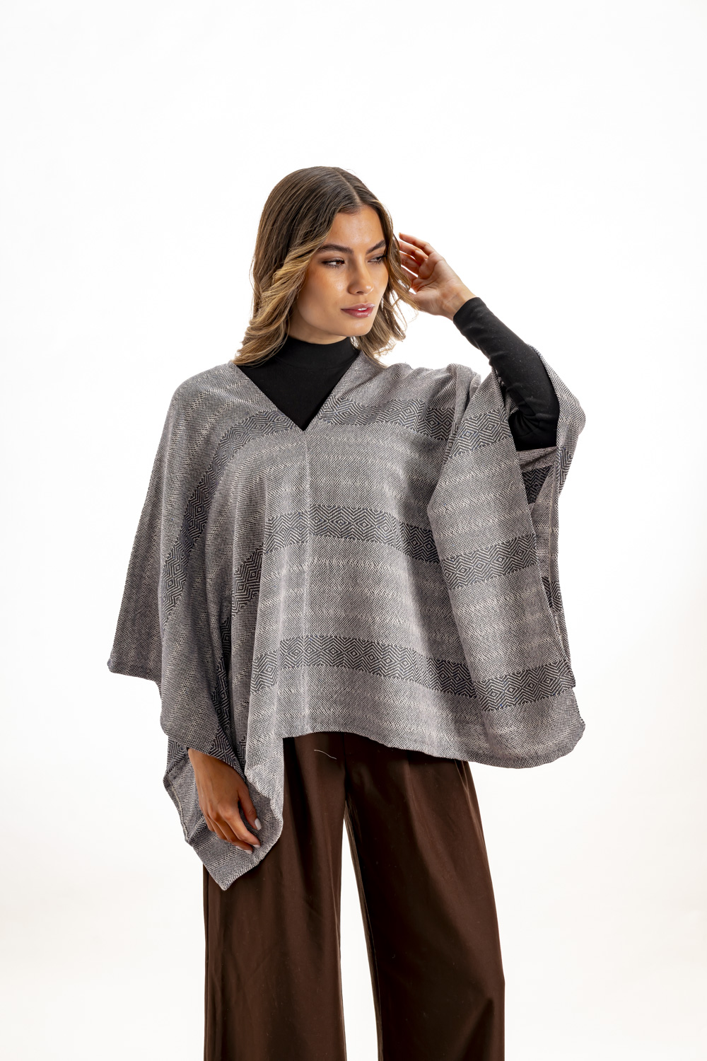 Blue Cotton Poncho Blouse - Image 3