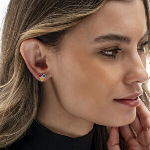 Enameled Silver Clover Earrings