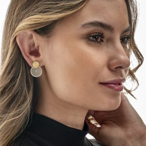 Gold-Plated Silver Dual-Function Circular Earrings