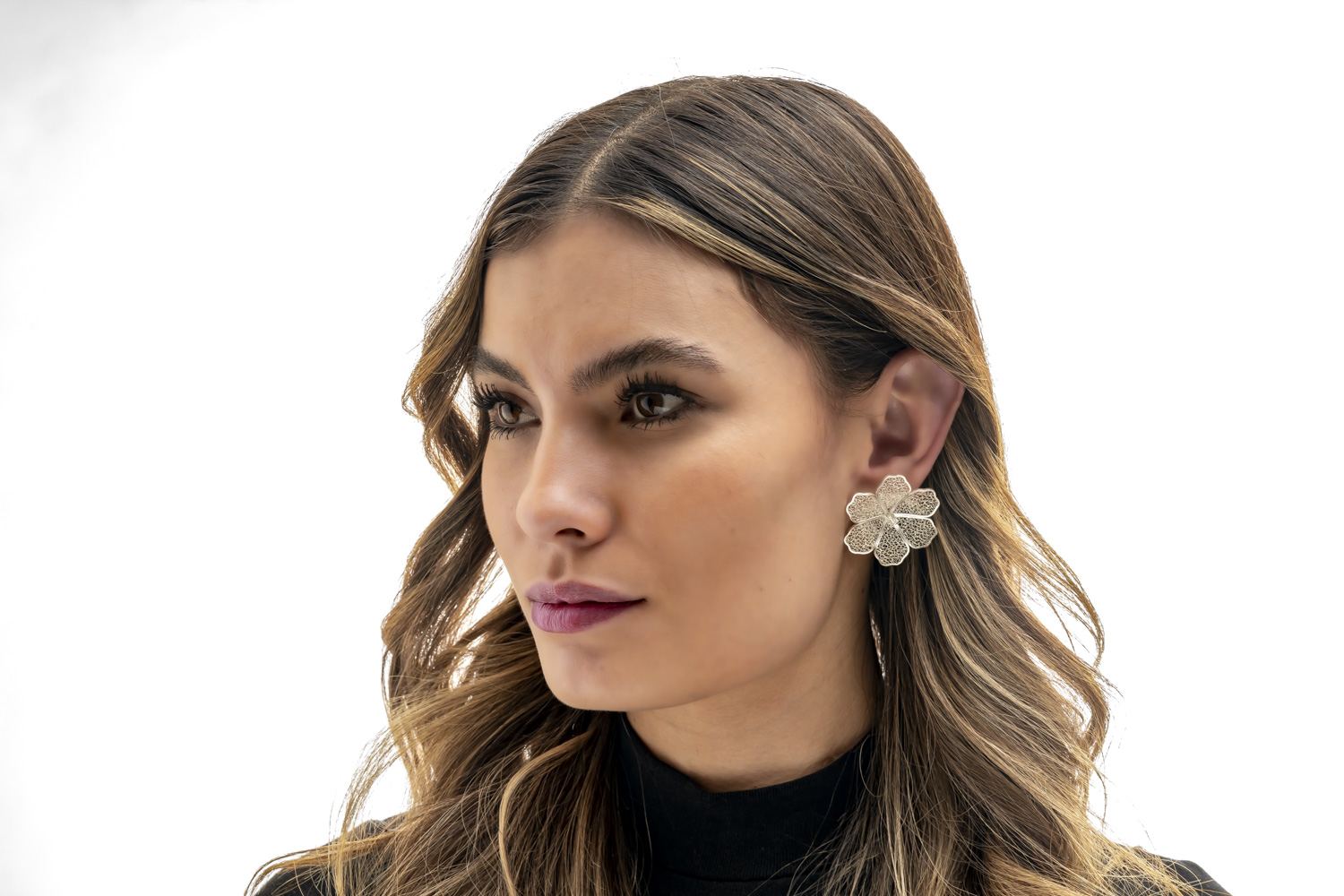 Aretes flores de plata - Imagen 2