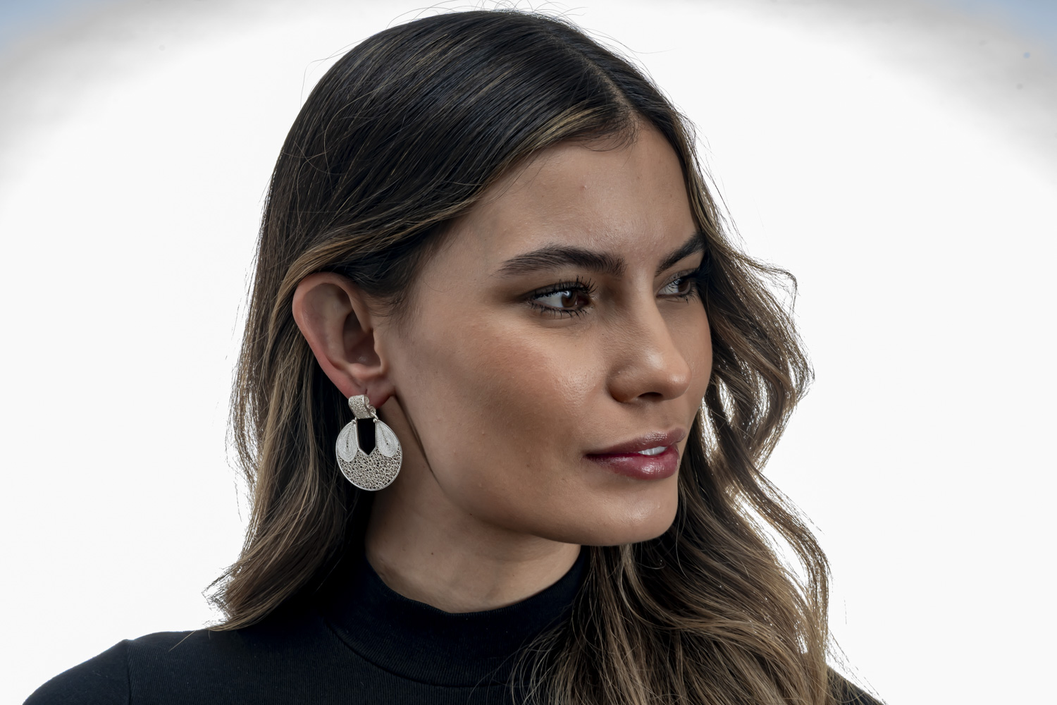 Aretes media luna de plata - Imagen 2