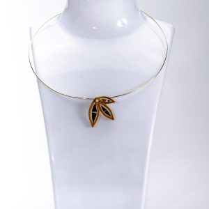 Three-Leaf Bamboo and Glass Necklace