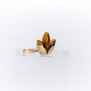 Three-Leaf Bamboo and Glass Ring