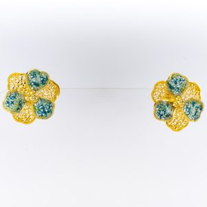 Gold-Plated Silver Floral Earrings with Enamel