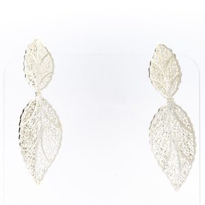 Double Leaf Sterling Silver Earrings