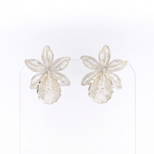 Silver Orchid Earrings