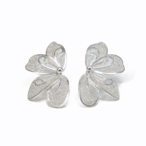 Silver Half Flower Earrings